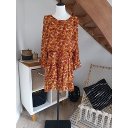 Robe orange fleurie